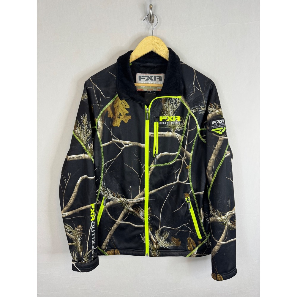 FXR Outdoor‎ Realtree Camo Jacket Neon Green Accents Full Zip Women14 Black